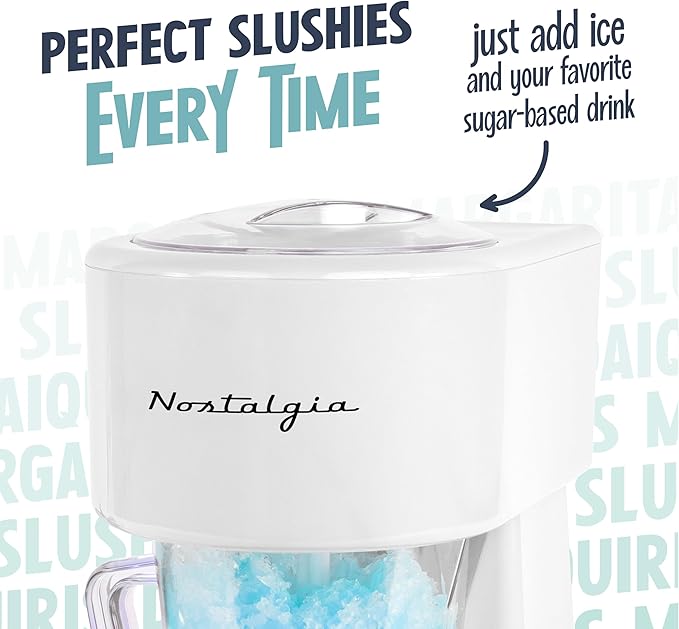 Nostalgia Retro 40-Ounce Frozen Beverage Station - Slushie Machine and Ice Shaver with Automatic Mixing for Soda, Cocktails and Margaritas - Easy & Safe Use - White