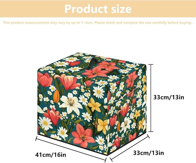 Red White Lily Flower Print Meat Slicer Cover, Food Slicer Cover,With Organizer Side Pocket for Accessories, Such as Stainless Steel Blade, Brush,etc Waterproof Fabric, Easy to Clean