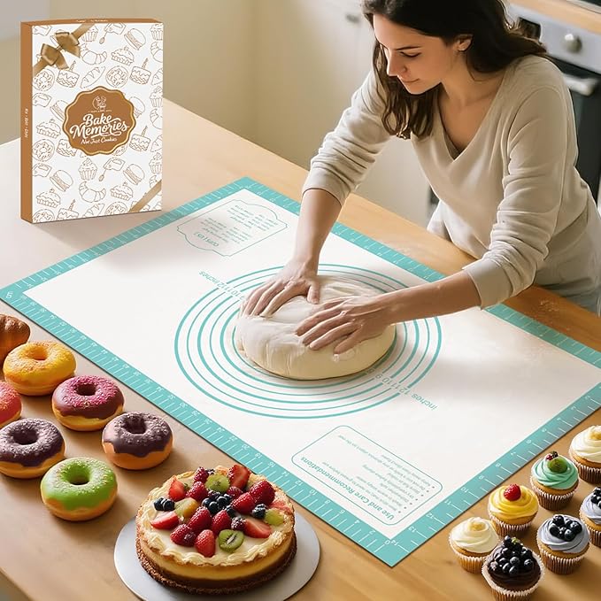 Non stick Silicone Pastry Mat, Dough Mat for Rolling, Silicone Baking Mat, Fondant/Pie Crust Mat Kitchen Counter Mat, Macarons Bread Baking Mat Baking Supplies Extra Large 28 x 20 Inch