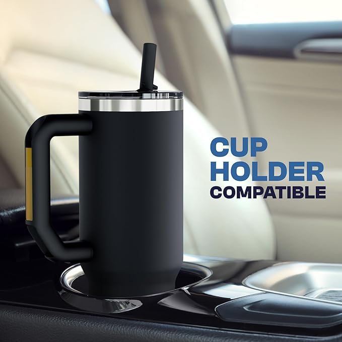 Frost Buddy Thicc Buddy - 30 oz Stainless Steel Vacuum Insulated Tumbler with Lid and Straw for Water - Travel Mug Cupholder Friendly - Gifts for Women Men Him Her (Dark Night)