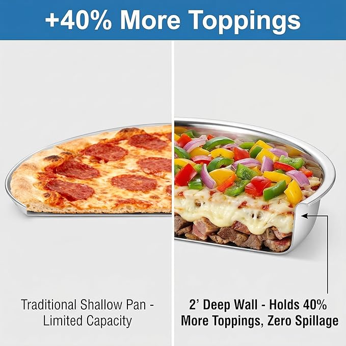 Elsjoy 4 Pack 13 Inch Stainless Steel Deep Pizza Pan, Large Round Pizza Baking Pan, Heavy-Duty Pizza Dish for Oven, Dishwasher Safe