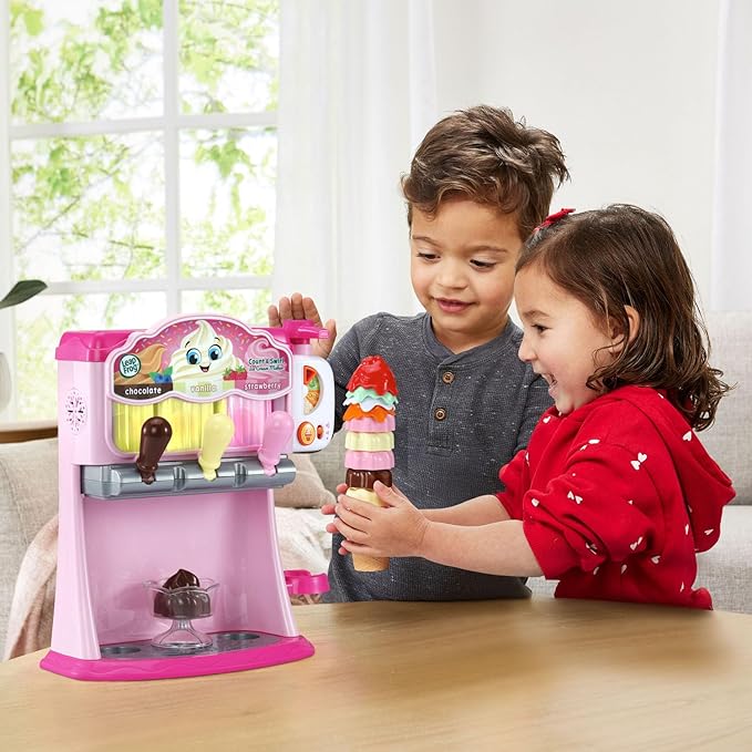 LeapFrog Count and Swirl Ice Cream Maker Playset for Kids Ages 2 Years and up, Pink