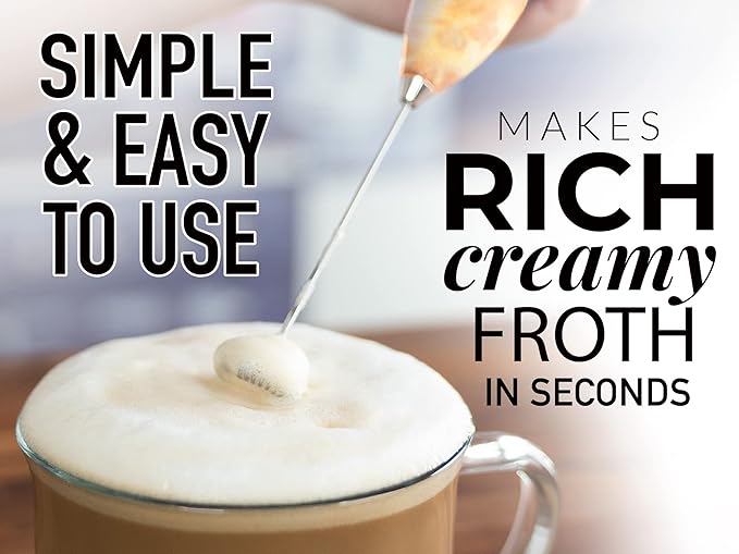 Zulay Kitchen Milk Frother Wand – High-Speed Handheld Frother with Upgraded Stand – Electric Foam Maker with Stainless Steel Whisk