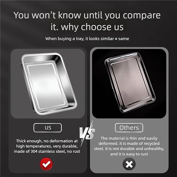 2-Pack 23.5"x15.5" Extra Large Heavy Duty Commercial Grade 304 Stainless Steel Baking Pan Set, Non-Toxic Deep Sheet Pan, 1 Solid & 1 Perforated Pans for Roasting, Defrosting, Draining, Cooling