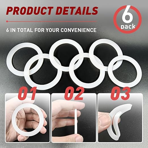 6 Pcs Gasket Seal Rings for Bialetti Moka Express Dama 6 Cups - Spare Food Grade Silicone Sealing Rings for Aluminium Stovetop Coffee Maker Pots (Better Than Rubber)