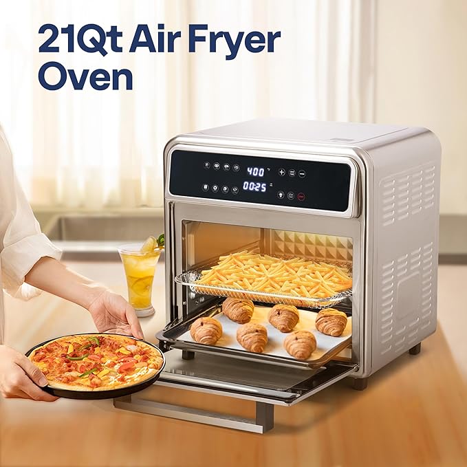 VIVOHOME 21 Qt Air Fryer Toaster Oven Combo, 8-in-1 Convection Oven Countertop with Rotisserie and Dehydrator with VIVOHOME Stand Mixer, 660W 10 Speed 6 Quart Tilt-Head Kitchen Electric Food Mixer