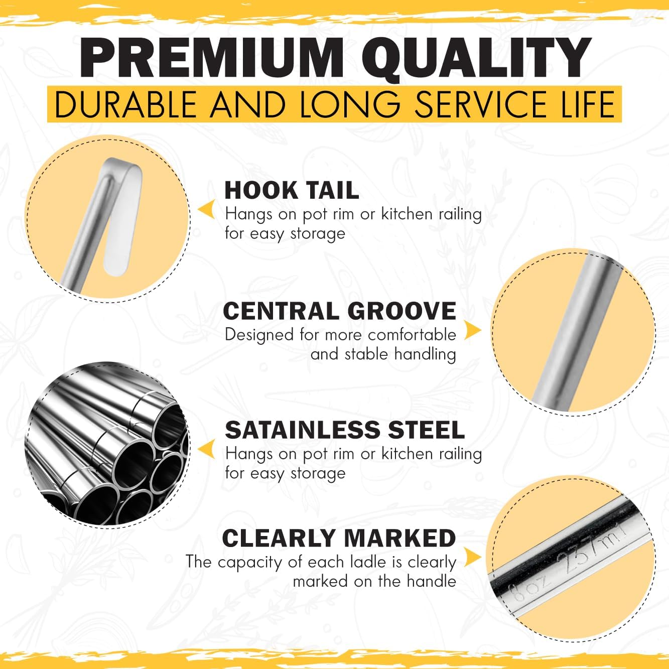 Ladle - Durable Stainless Steel Ladle Serving Measuring Soup Dressing Sauce Gravy Sturdy Dependable Long Handle for Kitchen (1, 4 Oz.)