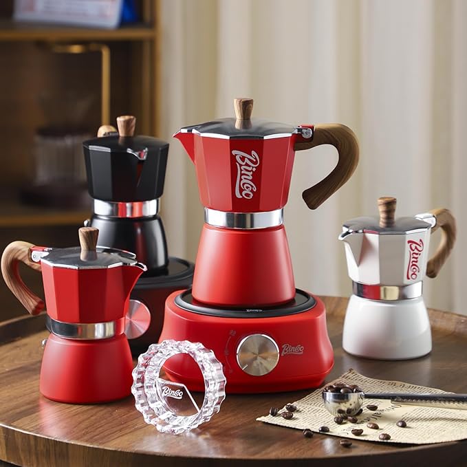 Espresso Maker Stovetop, Moka Pot 3 Cups, Espresso Pot Classic Italian Coffee Maker,Single Safety Valve (Black, 3 Cup)