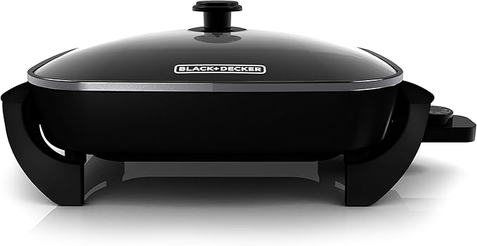 BLACK+DECKER Electric Skillet,Variable Temperature Control,Nonstick Cooking Surface,Dishwasher Safe,Tempered Glass Lid,12"x15",(Pack of 2)