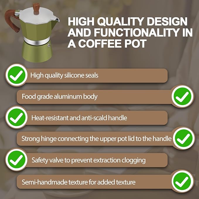 Aluminum 9 Cup 450ml Moka Pot Express Coffee Maker Stovetop Espresso Colorful Coffeemaker Italian Classic Style Brewing Greca Cafe Mocha Machine for Cafeteras Lover Camping Travel and Home Use 15oz