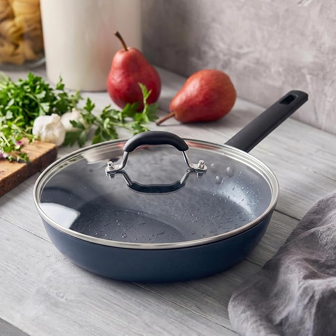 12 IN Glass Lid with Black Handle for Frying Pan, Tempered Replacement Cover Compatible for Skillets, Round Cast Iron, Cast Aluminium, Stainless Steel Pans & Pots (297mm-312mm)