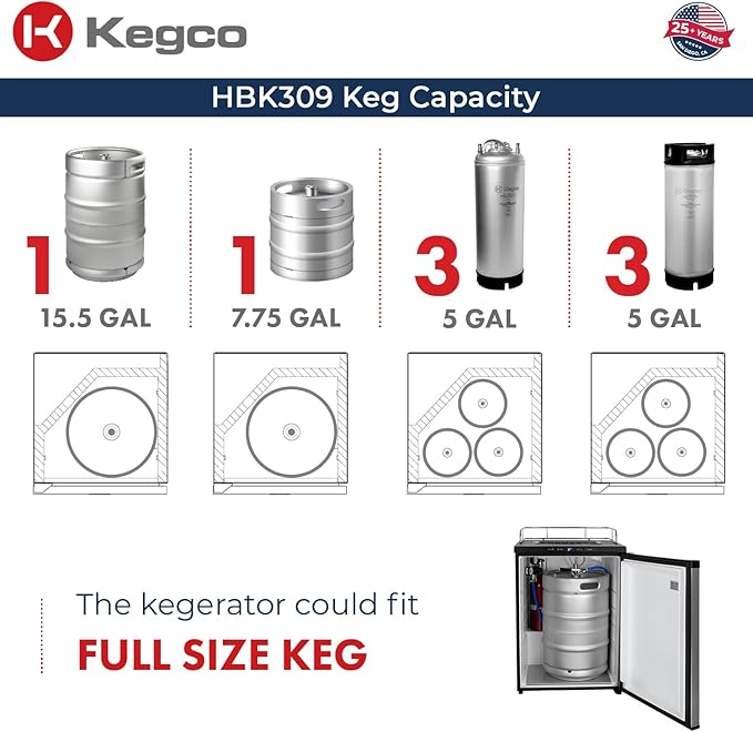 Kegco HBK309S-1 Keg Dispenser, Stainless Steel