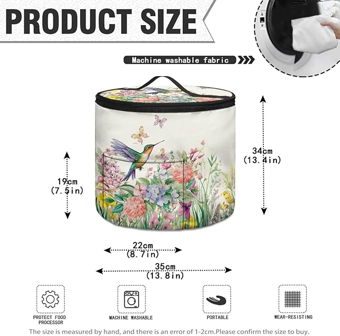 Hummingbirds Electric Pressure Cooker for Picnic Wildflowers Insulation Handbag Accessories Pockets Pressure Cooker Storage Bag Kitchen Decor
