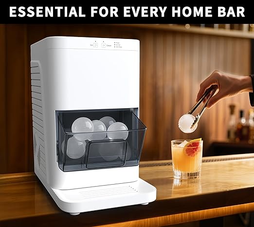 iTOMA Ice Ball Maker Machine, Smart Sensors, One-Touch Clean, 2 pcs in 50 Mins, Quiet Self-Cleaning Ice Machine, for Cocktails & Whiskey, Countertop Ice Maker for Home/Bar Party
