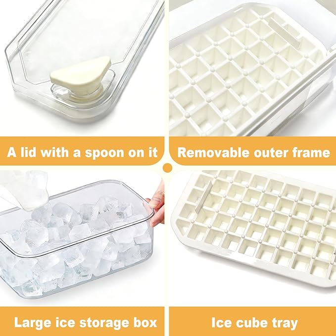 Ice Cube Tray with Lid and Bin+ Mini Ice Cube Trays with Lids