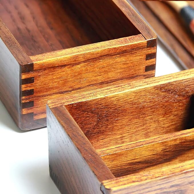 AOOSY Wood Bento Box, Lunch boxes, Japanese Traditional Natural Square Wooden Lunch Containers Women's Men's Adult Wood Bento Box with Spoon Fork kit