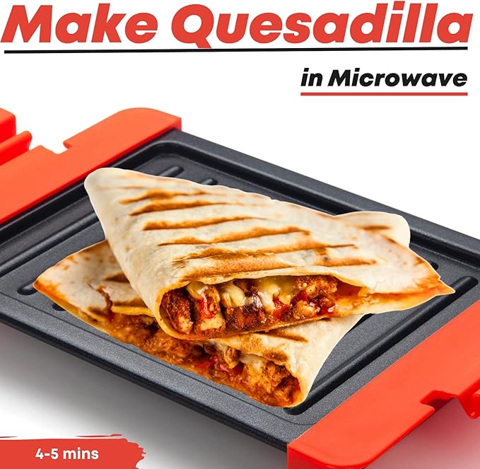 Maconee Microwave Sandwich maker | Microwave Grill Cheese Maker | Microwave Crisper Toaster Cookware | Panini Press | Cooking Fast and Dishwasher Safe Orange