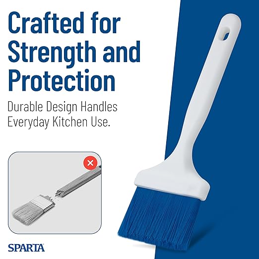 SPARTA Meteor Basting Brush, Nylon Bristle Pastry Brush for Cooking and Baking, 3" Wide, 12 Count, Blue