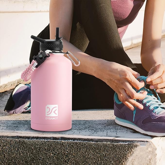 DYSANKY 1 Gallon Insulated Water Bottle | Upgraded Thickened Stainless Steel Metal Portable Sports Large Water Jug for Gym and Hiking with Carrier Bag, Handle Strap | BPA-Free 128 oz