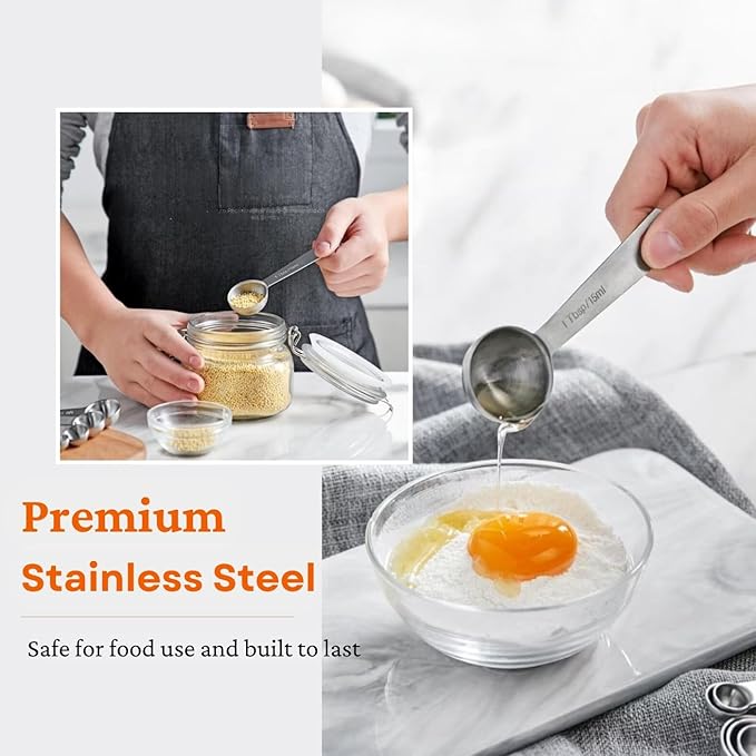30PCS Measuring Cups and Spoons Set, 7 Nesting Measuring Cups, 18 Measuring Spoons and 5 Mini Spoons, Stainless Steel Kitchen Measuring Set for Dry and Liquid Ingredients, Perfect for Cooking & Baking