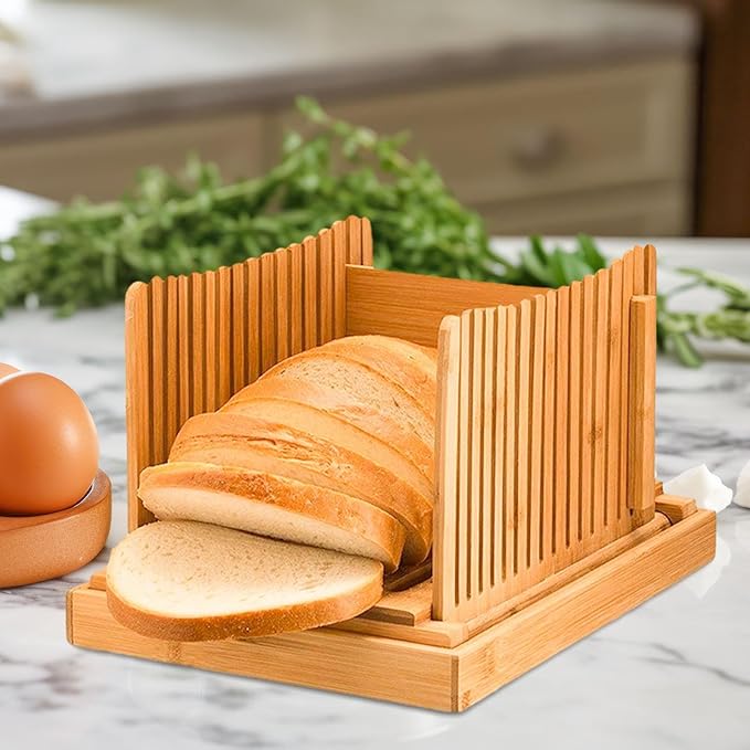 Fenteer Bamboo Bread Slicers Toast Slicers Manual Kitchen Tools Cutting Guide Bread Loaf Slicers Bread Slicers Machine for, Style A
