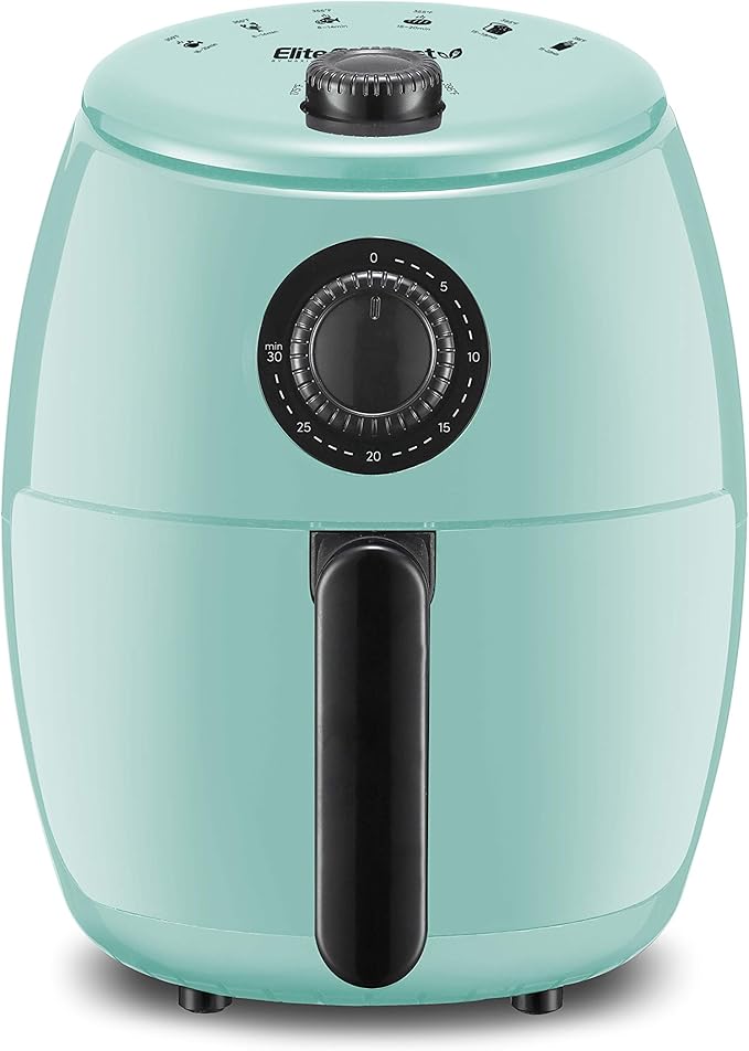 Elite Gourmet EAF0201BLX Personal Compact Space Saving Electric Hot Air Fryer Oil-Less Healthy Cooker, Timer & Temperature Controls, 1000W, 2.1 Quart, Mint