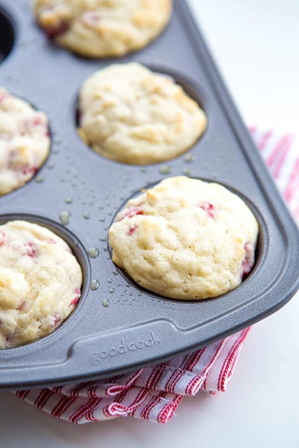GoodCook Everyday Nonstick Steel Muffin Pan, 6 cup, Gray (Pack of 12)