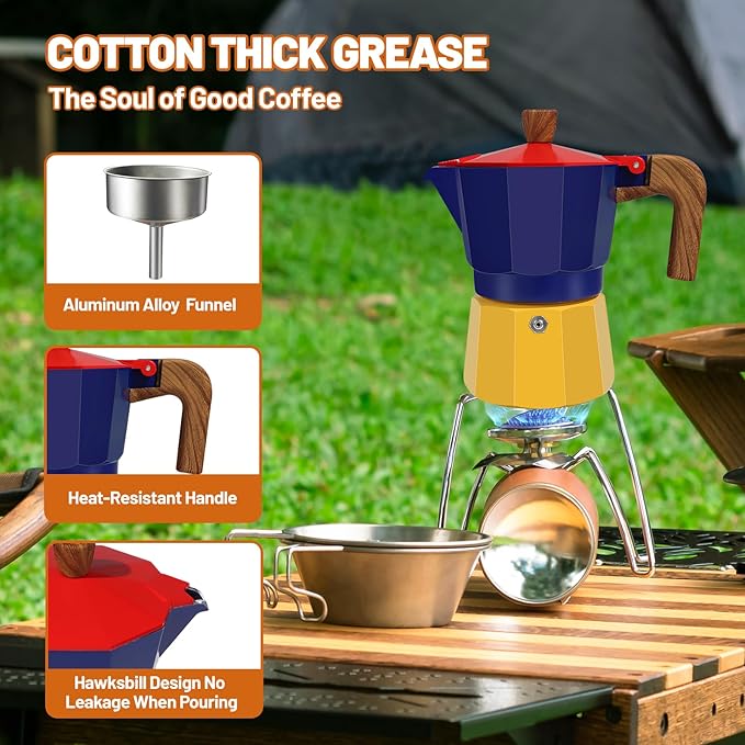 3 Cup Aluminum Espresso Stovetop Moka Pot Express Coffee Maker Percolator Italian Classic Mocha Coffee Machine for Italian and Cuban Cafe Brewing for Home & Camping 150ml 5oz