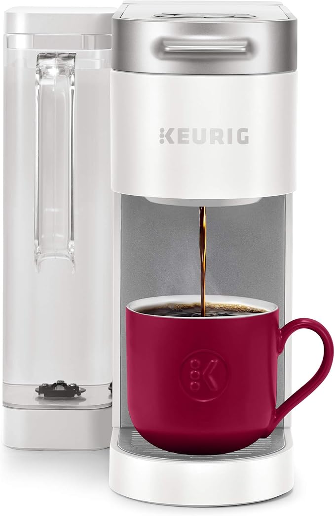 Keurig K-Mini Single Serve Coffee Maker, Studio Gray, 6 to 12 oz. Brew Sizes & K-Supreme Single Serve K-Cup Pod Coffee Maker, MultiStream Technology, White