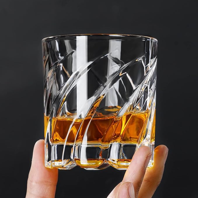 PARACITY Spinning Whiskey Glasses Set of 2, Rotatable Old Fashioned Glassware, Bourbon/Cocktail/Rock Glasses for Bar, Party and Home, Whiskey Gift for Men