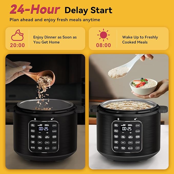 Electric Pressure Cooker 6 Qt, 9 Functions Programmable Instant Pot with IMD Touchscreen, Rice Cook, Slow Cook, Steam, Sauté, Warm, 16+ Safety Features, 1000W Black