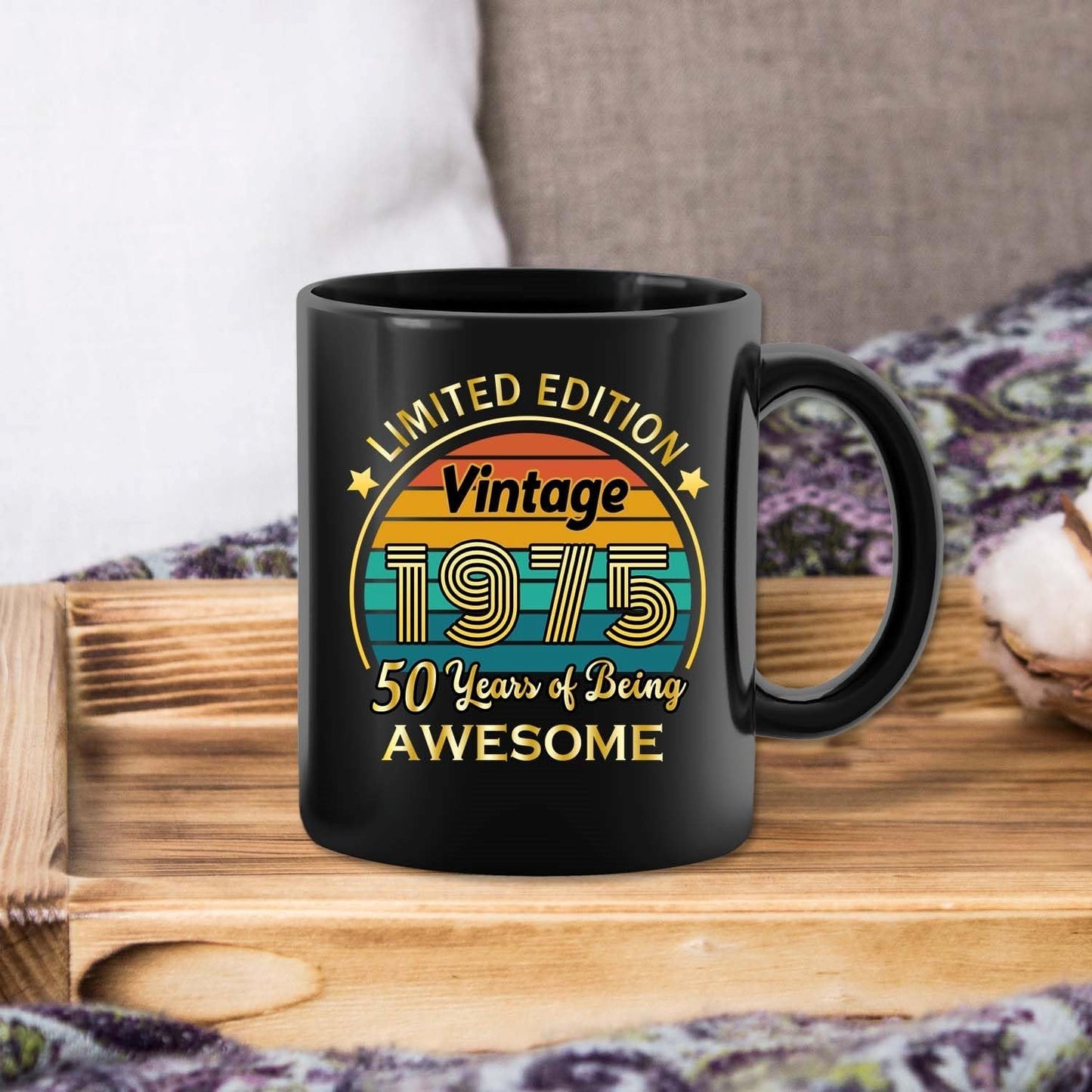 QUPT 50th Birthday Gifts for Women Men, 50th Birthday Gifts for Him, 1975 Birthday Gifts for Women Men, 50 Years Old Gifts, 1975 Birthday Gifts for Her Him, 50th Birthday Presents Coffee Mug