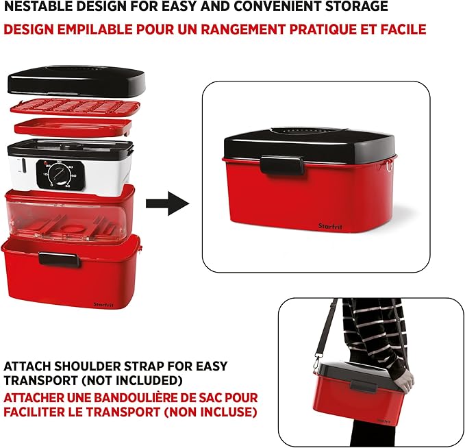 Starfrit Electric Hot Dog Steamer - Steams up to 12 Hot-Dogs - Nestable Components for Easy Storage