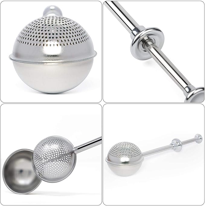 HULISEN Set of 2 Flour Duster for Baking, Powdered Sugar Shaker Duster, 18/8 Stainless Steel Pick Up and Dust Flour Sifter with Spring-operated Handle for Easy One-handed Operation