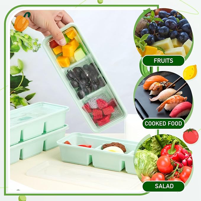 Hushee 10 Pack 17 oz Small Meal Prep Containers with 3 Compartments Snack Containers with Lid Disposable Plastic Bento Box Travel Lunch Food Boxes Stackable for Office Picnic (Mint Green)