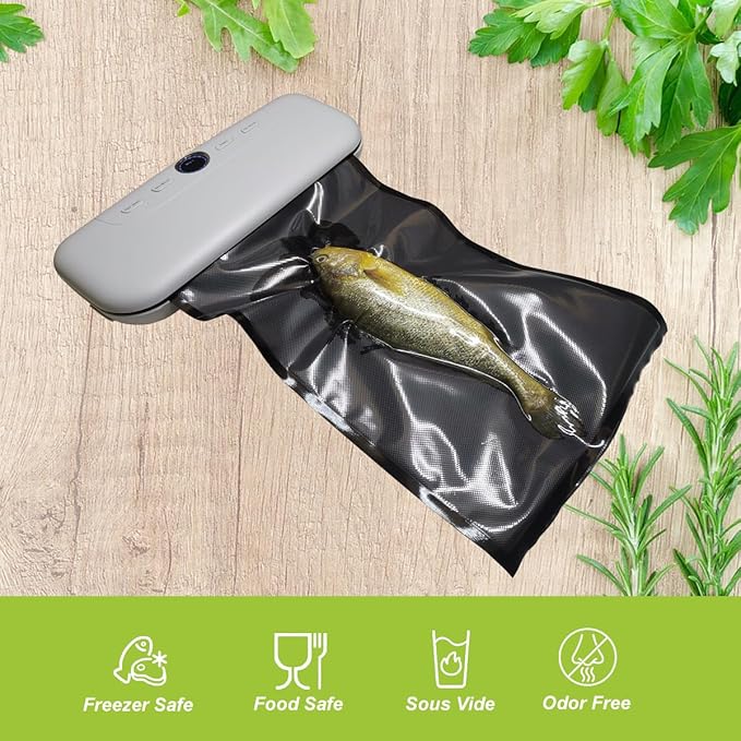 11" x 24" Vacuum Seal Bags Black and Clear, Precut Vacuum Sealer Bags for Food Storage, Heavy Duty Commercial Grade 5 Mil Vacuum Bags, 50 Count