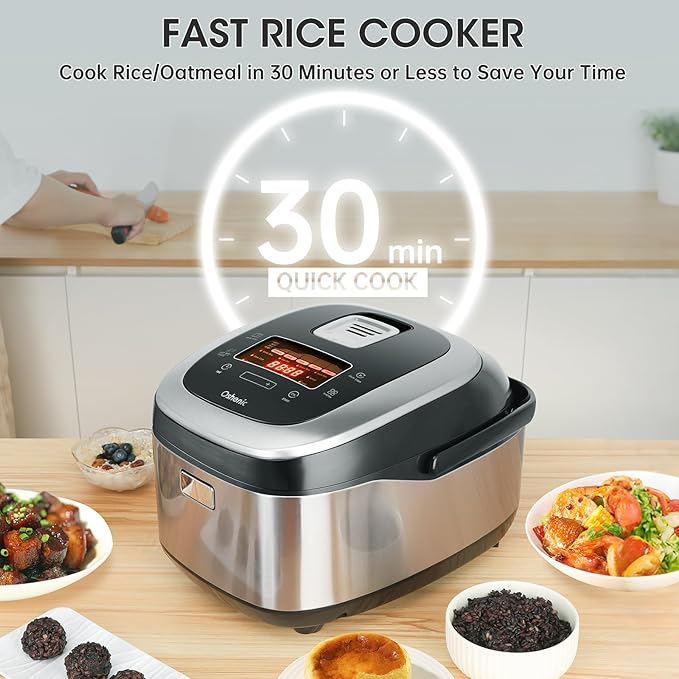 Rice Cooker 10 Cup Uncooked / 20 Cup Cooked,Induction Heating & Fuzzy Logic Technology,Electric Smart Rice Cooker With LCD Display,11 Multi Portable Rice Maker,Delay Timer & Auto Keep Warm