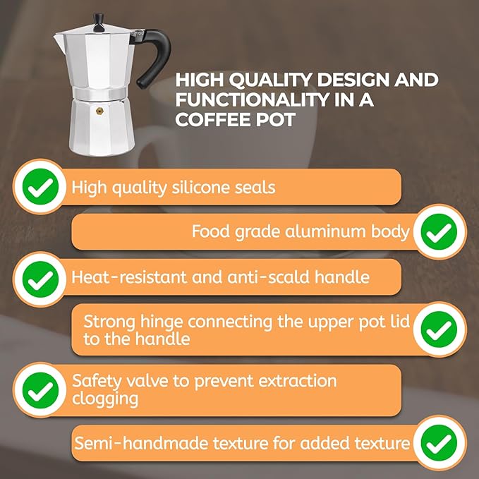 Aluminum 12 Cup 600ml Moka Pot Express Coffee Maker Stovetop Espresso Percolator Coffeemaker Italian Classic Style Brewing Greca Cafe Mocha Machine for Cafeteras Lover Camping Travel and Home Use 20oz