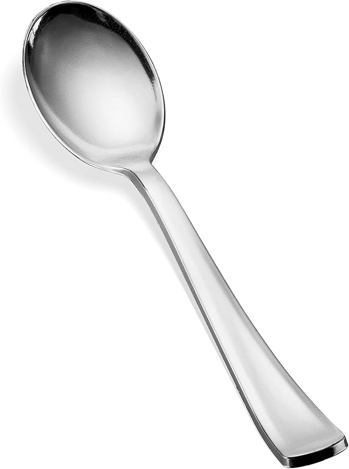 400 Plastic Silverware Set - Silver Cutlery Set - Disposable Flatware Set - 200 Forks - 100 Spoons - 100 Knives - Heavy Duty - Party Bulk