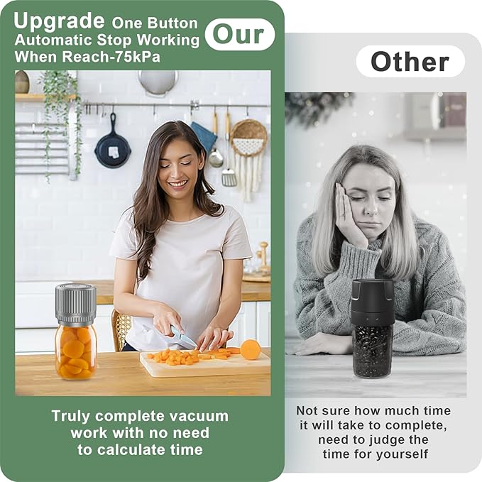 M12 Auto Stop Electric Mason Jar Vacuum Sealer - 2026 Upgrade Smart Jar Vacuum Sealer for Mason Jars with Wide and Regular 2500mAh Battery Portable Mason Jar Sealer Machine Kit