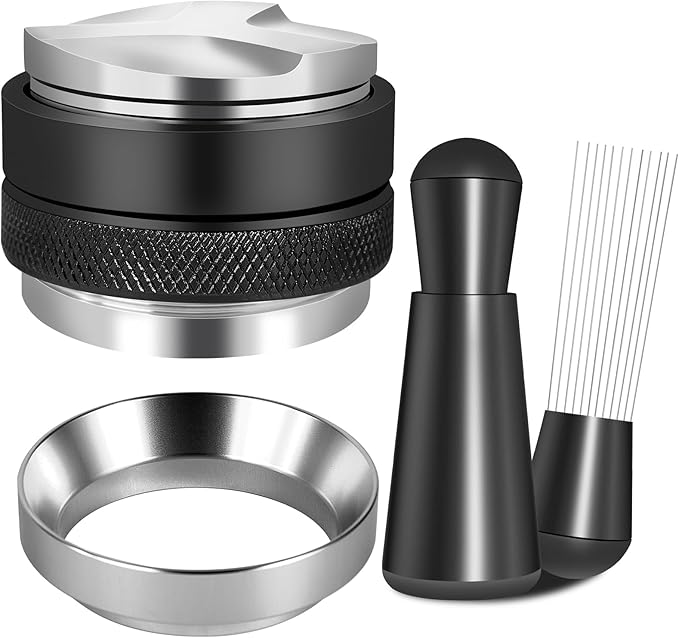 Reoszeank 58mm Espresso Accessories Kit, Coffee Distributor and Tamper Leveler, WDT Tool and Dosing Funnel Set Fits 58 mm Espresso Machines and Portafilters