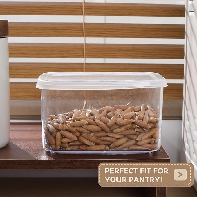 novelinks Clear Plastic Jars with Lids, Reusable Empty Rectangular Storage Containers for Household and Kitchen Organizing (16 Pack Small)