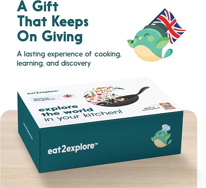 eat2explore Cooking Kits for Kids 14 Pcs – Interactive & Educational Kids Cooking Sets Real for Ages 5 and Up,3 Recipe Cards & Global Ingredients – Perfect for Families and Homeschooling (UK Edition)
