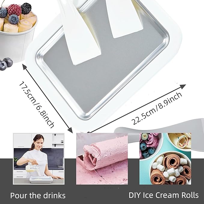 Instant Ice Cream Maker,Rolled Ice Cream Maker, Soft Serve Ice Cream maker,Perfect for Frozen Yogurt, and More! Food grade stainless steel ice cream roll machine for home us (Pink)