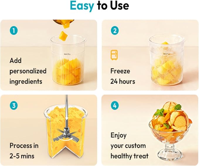 Rellytech Homemade Ice Cream Maker Machine - 12-in-1 Ice Cream Maker with 2 Pint Containers & Lids, Gelato, Sorbet and Frozen Yogurt Maker, Self-Cleaning, Pre-freeze for 24 Hours