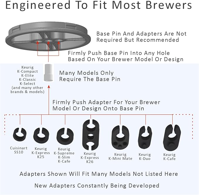 Elevate Anti-Splash Cup Riser Accessory for most Keurig K-cup, Cuisinart Single Serve, and other Coffee Makers, Adjustable for Cup Size and Drip Tray Type (Black with Black Base)