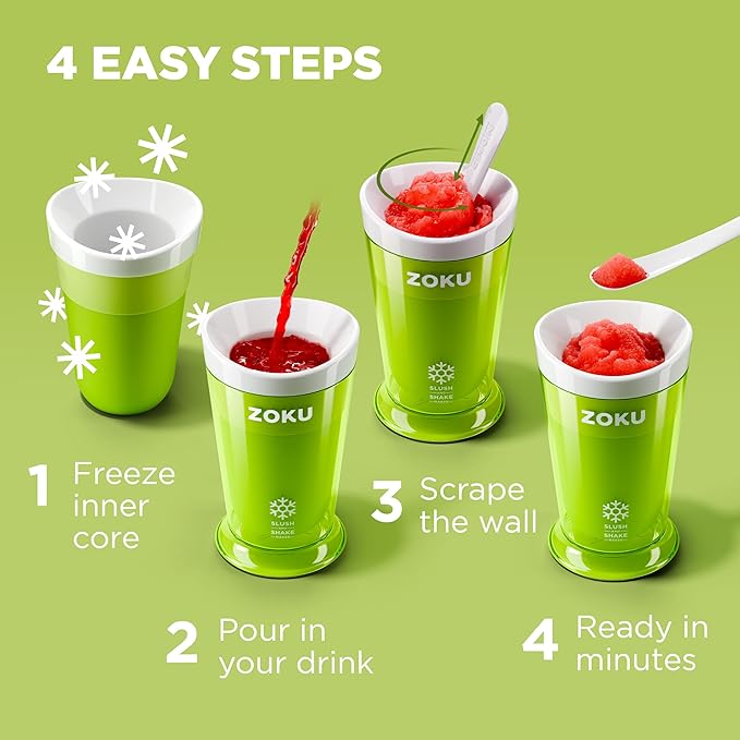 ZOKU Original Slush and Shake Maker, Compact Make and Serve Cup with Freezer Core Creates Single-Serving Smoothies, Slushies and Milkshakes in Minutes, BPA-free, Purple
