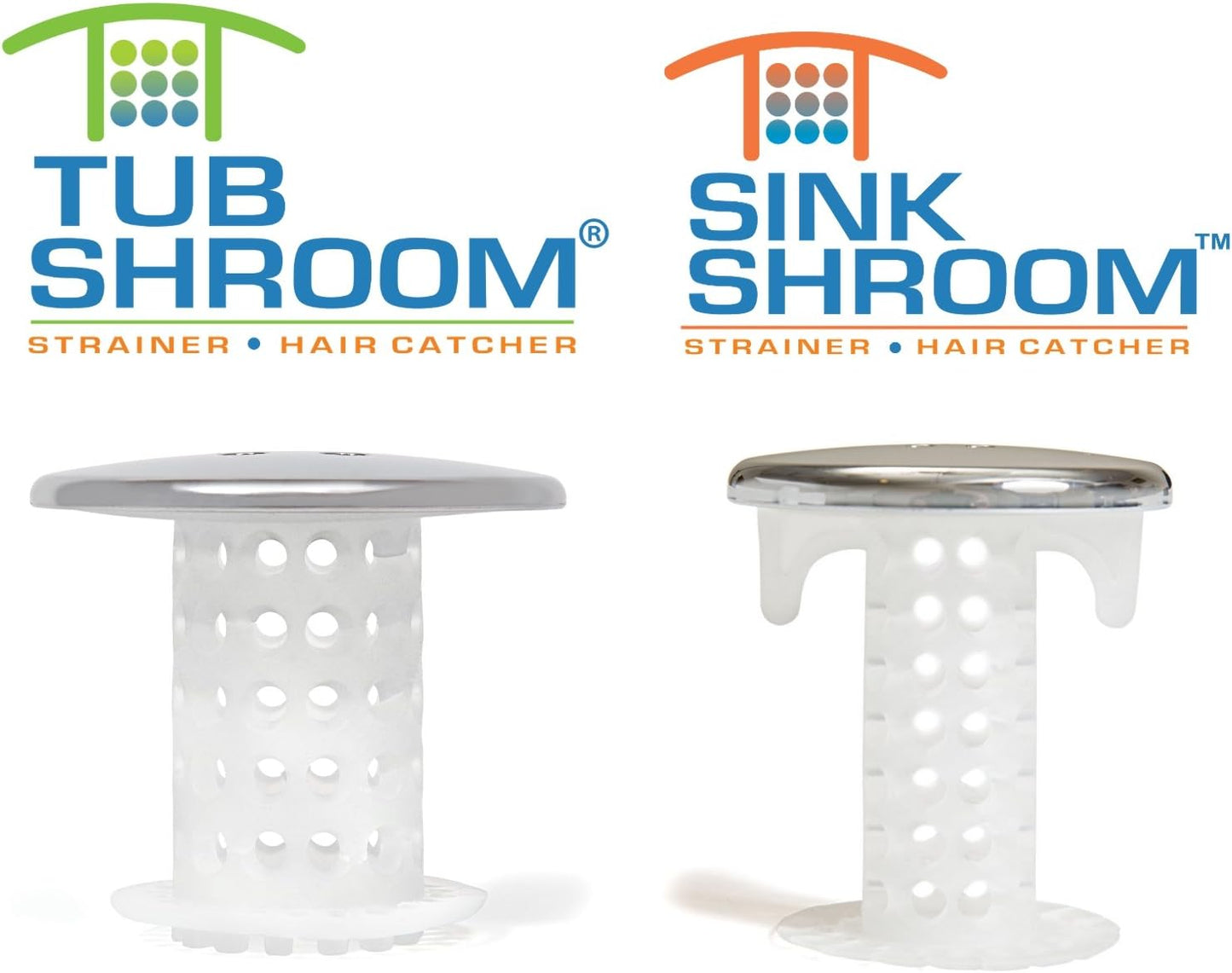TubShroom and SinkShroom Drain Protectors Hair Catchers for Bathtubs and Sinks, Chrome