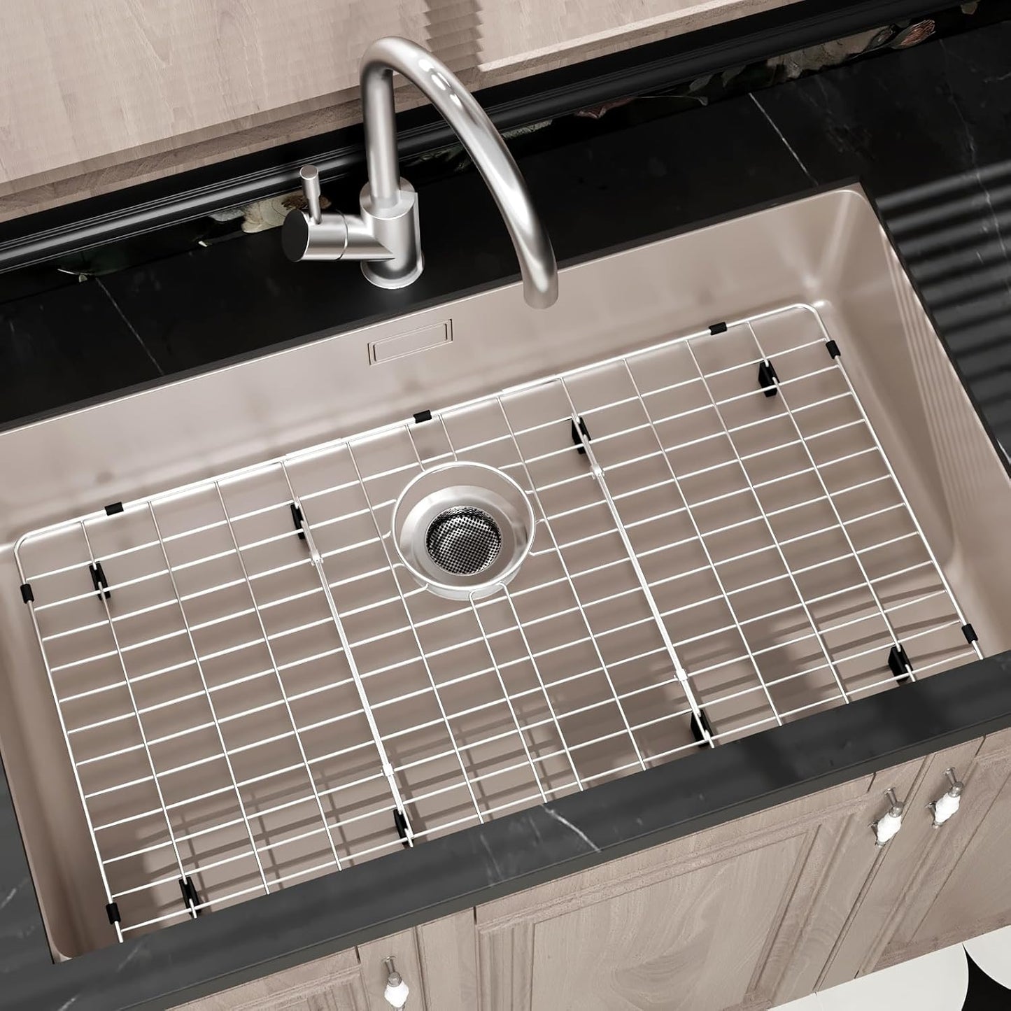 Sink Protectors for Kitchen Sink, Sink Grate Grid for Bottom of Sink, Metal Sink Rack, Bottom Basin Rack, Stainless Steel, 27.5" x 13.5"