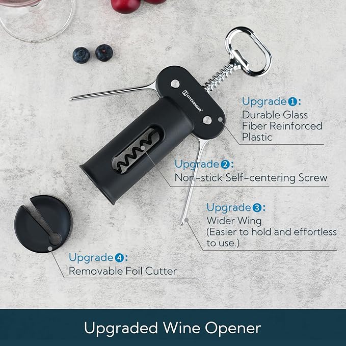 KITCHENDAO Rechargeable Electric Wine Aerator Dispenser and 3 in 1 Wing Corkscrew Wine Bottle Opener